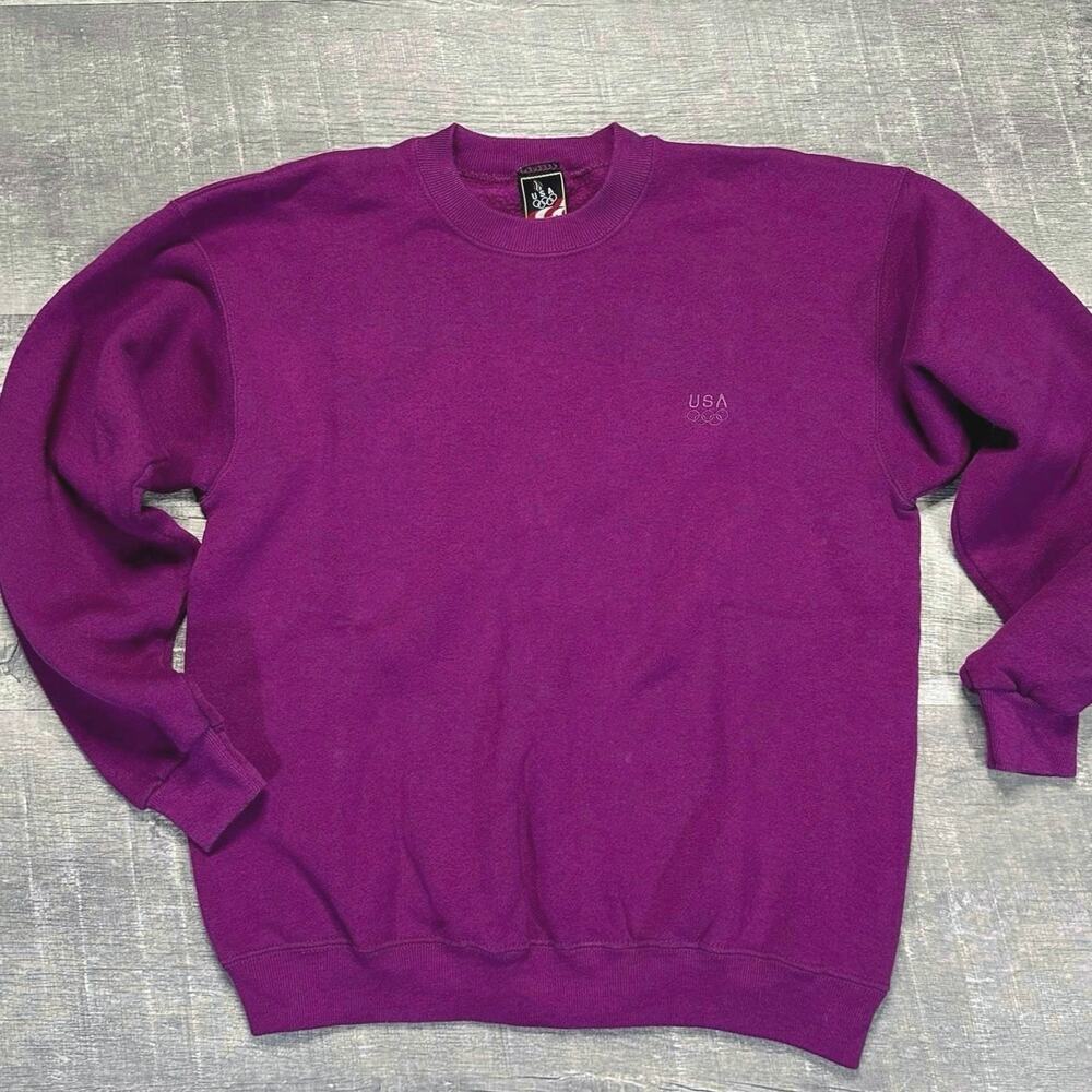 Vintage USA Olympics 90s Crewneck Sweatshirt Womens M Berry Embroidered Logo